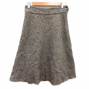 ラルフローレン RALPH LAUREN フレアスカート ミモレ ロング ウール 7 S ベージュ 黒 ブラック /YK レディース