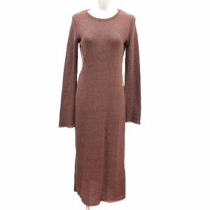 ザラ ZARA ワンピース ロング マキシ ニット 長袖 M 茶 ブラウン /YK レディース