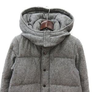 ジャーナルスタンダード レリューム JOURNAL STANDARD relume ダウンジャケット ウール ヘリンボーン柄 総裏地 フード 1 グレー 白 ホワイト /MS レディース