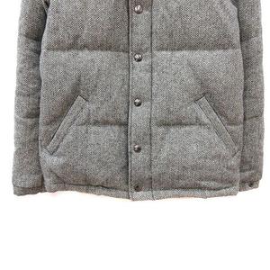 ジャーナルスタンダード レリューム JOURNAL STANDARD relume ダウンジャケット ウール ヘリンボーン柄 総裏地 フード 1 グレー 白 ホワイト /MS レディース