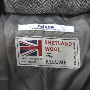 ジャーナルスタンダード レリューム JOURNAL STANDARD relume ダウンジャケット ウール ヘリンボーン柄 総裏地 フード 1 グレー 白 ホワイト /MS レディース