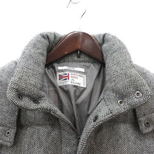 ジャーナルスタンダード レリューム JOURNAL STANDARD relume ダウンジャケット ウール ヘリンボーン柄 総裏地 フード 1 グレー 白 ホワイト /MS レディース