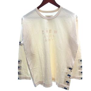 ケティ KETTY カットソー Tシャツ ロンT Uネック オーバーサイズ プリント 刺繍 長袖 M 薄橙色 ペールオレンジ /AU レディース