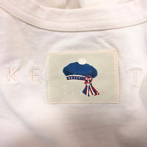 ケティ KETTY カットソー Tシャツ ロンT Uネック オーバーサイズ プリント 刺繍 長袖 M 薄橙色 ペールオレンジ /AU レディース