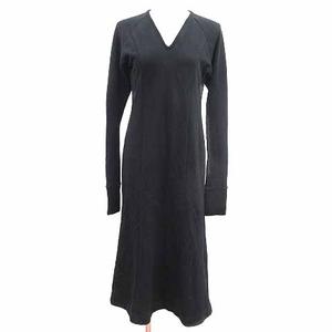 ローレン Louren ワンピース ロング スウェット Vネック 長袖 M 黒 ブラック /YK レディース