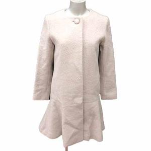 イエナ IENA ノーカラーコート マーメイド 総裏地 ウール 34 XS アイボリー 白 ホワイト /YK レディース