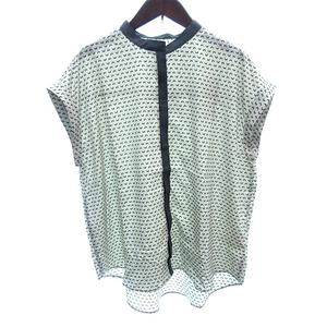 未使用品 プレジーナ PLEGINA シャツ ブラウス パイピング 総柄 フレンチスリーブ F グレー /AU レディース 195 ...