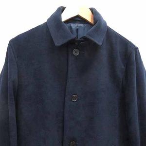 コムサイズム COMME CA ISM ステンカラーコート フェイクスエード 総裏地 L 紺 ネイビー /YK レディース