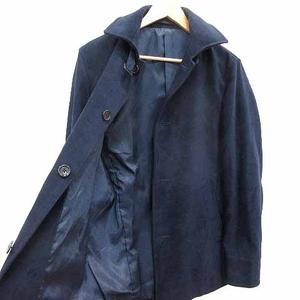 コムサイズム COMME CA ISM ステンカラーコート フェイクスエード 総裏地 L 紺 ネイビー /YK レディース