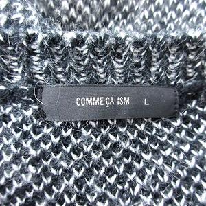コムサイズム COMME CA ISM ニット セーター 長袖 総柄 モヘヤ混 L 黒 ブラック 白 ホワイト /RT レディース