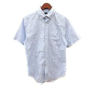 ポールスミス PAUL SMITH シャツ ボタンダウン ストライプ 半袖 L 水色 ライトブルー /MN メンズ
