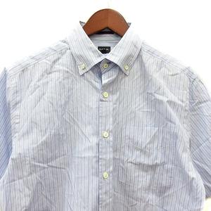 ポールスミス PAUL SMITH シャツ ボタンダウン ストライプ 半袖 L 水色 ライトブルー /MN メンズ