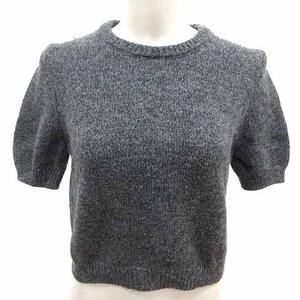 ザラ ZARA ニット セーター ショート丈 半袖 L チャコールグレー /YK レディース