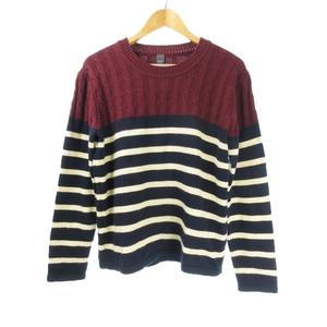 ヒアーズ Here S Street ニット セーター 長袖 切替 ボーダー L 赤 レッド 青 ブルー Yh3 メンズ 198 ベクトルパーク