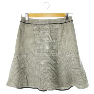 インディヴィ INDIVI V.A.I スカート フレア ミニ 切替 ウール 千鳥格  