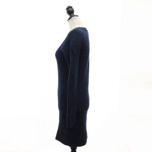 ラコステ Lacoste ワンピース ニット ひざ丈 長袖 ワッペン ワンポイント ウール 36 紺 ネイビー Ik レディース 0 ベクトルパーク