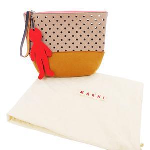 ●215 MARNI マルニ ポーチ 小物入れ がま口 ブラウン系 ○215 MARNI マルニ ポーチ 小物入れ がま口 ブラウン系 - メルカリ