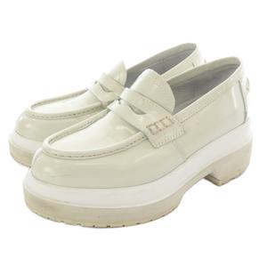 エムエムシックス メゾンマルジェラ MM6 Maison Margiela 厚底ローファー シューズ レザー 38 グレー /SR ■GY62 レディース