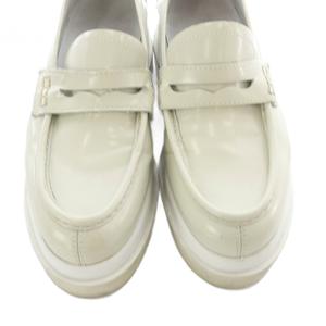 エムエムシックス メゾンマルジェラ MM6 Maison Margiela 厚底ローファー シューズ レザー 38 グレー /SR ■GY62 レディース