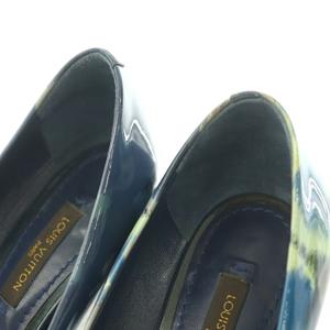 ルイヴィトン LOUIS VUITTON パンプス ポインテッドトゥ ハイヒール 花柄 切替 36.5 紺 ネイビー 青 ブルー MA1122 /BB ■GY62 レディース