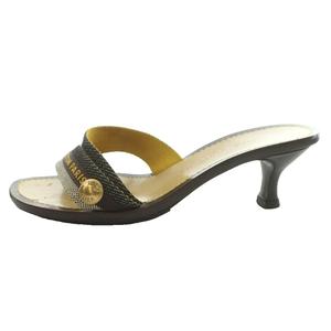 ルイヴィトン LOUIS VUITTON サンダル ロゴストラップ キトゥンヒール 35.5 茶 ブラウン ベージュ /SS ■OS ■GY62 レディース