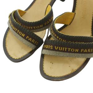 ルイヴィトン LOUIS VUITTON サンダル ロゴストラップ キトゥンヒール 35.5 茶 ブラウン ベージュ /SS ■OS ■GY62 レディース
