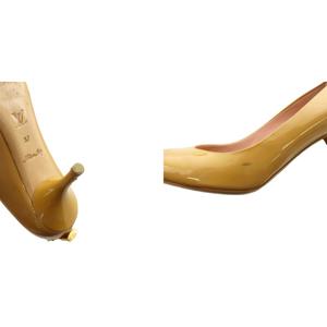 ルイヴィトン LOUIS VUITTON パドロックチャーム ピンヒール パンプス エナメル 37 キャメル /SS ■OS ■GY62 レディース