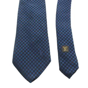 ルイヴィトン LOUIS VUITTON クラヴァット マイクロダミエ ワイドタイ ネクタイ シルク 絹 紺 ネイビー /AN ■OH ■GY62 メンズ