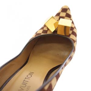 ルイヴィトン LOUIS VUITTON ダミエ ソバージュ ハラコパンプス ポインテッドトゥ 38 ベージュ 茶 ブラウン /TK ■GY62 レディース