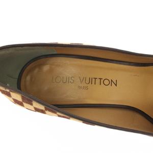ルイヴィトン LOUIS VUITTON ダミエ ソバージュ ハラコパンプス ポインテッドトゥ 38 ベージュ 茶 ブラウン /TK ■GY62 レディース