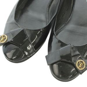 ルイヴィトン LOUIS VUITTON フラットシューズ エナメル リボンモチーフ 34.5 21.5-22.0cm 黒 ブラック /MI ■GY62 レディース
