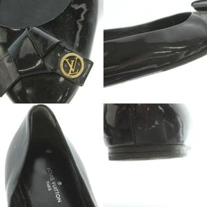 ルイヴィトン LOUIS VUITTON フラットシューズ エナメル リボンモチーフ 34.5 21.5-22.0cm 黒 ブラック /MI ■GY62 レディース