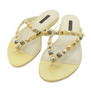ルイヴィトン LOUIS VUITTON サンダル スタッズ エナメル 35 白 アイボリー /TK ■GY62 レディース