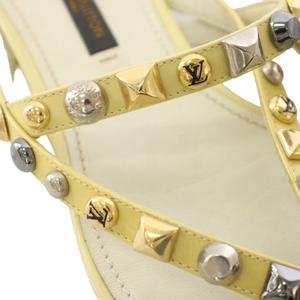 ルイヴィトン LOUIS VUITTON サンダル スタッズ エナメル 35 白 アイボリー /TK ■GY62 レディース