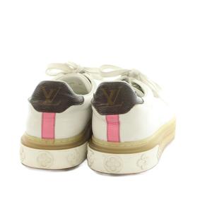 ルイヴィトン LOUIS VUITTON タイムアウトラインスニーカー シューズ LVゴールド金具 レザー 38 24.5cm 白 ホワイト /MI ■GY62 レディース