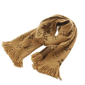 ルイヴィトン LOUIS VUITTON エシャルプ ジャイアント モノグラムジャングル マフラー フリンジ ウール シルク混 茶 ブラウン 413287 /MI ■OH ■GY62 レディース