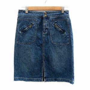 ラルフローレン RALPH LAUREN LAUREN JEANS デニムスカート タイトスカート ひざ丈 8P M 紺 ネイビー /HO23 ■GY53 レディース