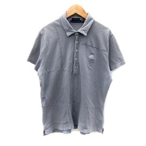 ラルフローレン RALPH LAUREN ポロシャツ 半袖 ポロカラー ビッグポニー パッチワーク風 XXL グレー /SY5 ■GY53 レディース
