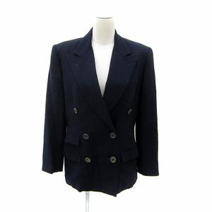 ラルフローレン RALPH LAUREN テーラードジャケット ミドル丈 ダブルボタン 総裏地 無地 11 紺 ネイビー /SY32 ■GY53 レディース