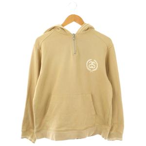 ステューシー STUSSY ハーフジップ パーカー スウェット トレーナー プルオーバー M ベージュ ロゴ /CX ■GY53 メンズ