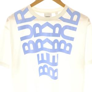 バーバリー BURBERRY Tシャツ カットソー 半袖 ロゴプリント M ホワイト ライトブルー /ES ■GY57 メンズ