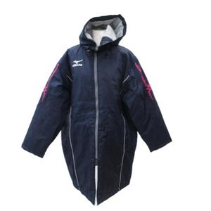 ミズノ MIZUNO スポーツウェア ベンチコート F ネイビー 紺 フード付き ロング丈 /SM7 ■GY58 レディース