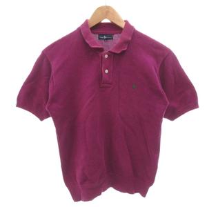 ラルフローレン RALPH LAUREN ポロシャツ ニット 半袖 L 紫 パープル ロゴ刺繍 /FF ■GY53 レディース