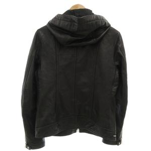 ラブレス LOVELESS フーデットラムレザージャケット ダブルジップアップ 2 袖ジップ シープスキン 羊革 黒 ブラック /GV ■GY61 メンズ