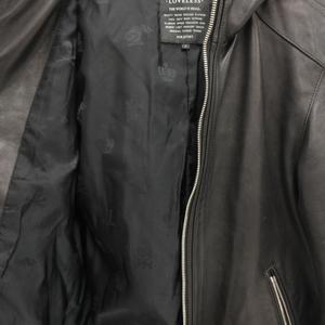 ラブレス LOVELESS フーデットラムレザージャケット ダブルジップアップ 2 袖ジップ シープスキン 羊革 黒 ブラック /GV ■GY61 メンズ