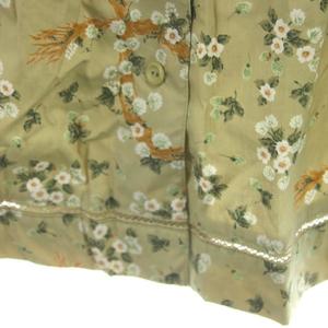 未使用品 ケティ KETTY ロングスカート フレアスカート ティアードスカート M ライトグリーン 黄緑 花柄 小花柄 鹿柄 アニマル柄 総柄 ボタンフロント 前開き /KW ■GY58 レディース