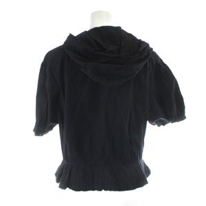 ケティ KETTY フーデッド 半袖 ブラウス シャツ M 黒 ブラック フリル パフスリーブ 肩パッド /KW ■GY58 レディース