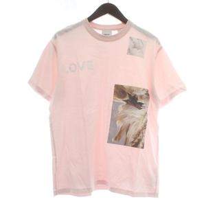 バーバリー BURBERRY Tシャツ カットソー 半袖 クルーネック モンタージュ LOVE プリント オーバーサイズ XS ピンク /XZ メンズ