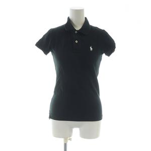 ラルフローレン RALPH LAUREN ポロシャツ カットソー 半袖 ロゴ XS 黒 ブラック ■GY60 /MQ レディース
