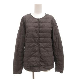 ユニクロ UNIQLO 美品 ダウンジャケット XL ノーカラー ダークグレー /AE ■GY59 レディース